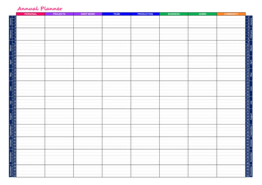 Annual 52 Week Column Planner Excel Template